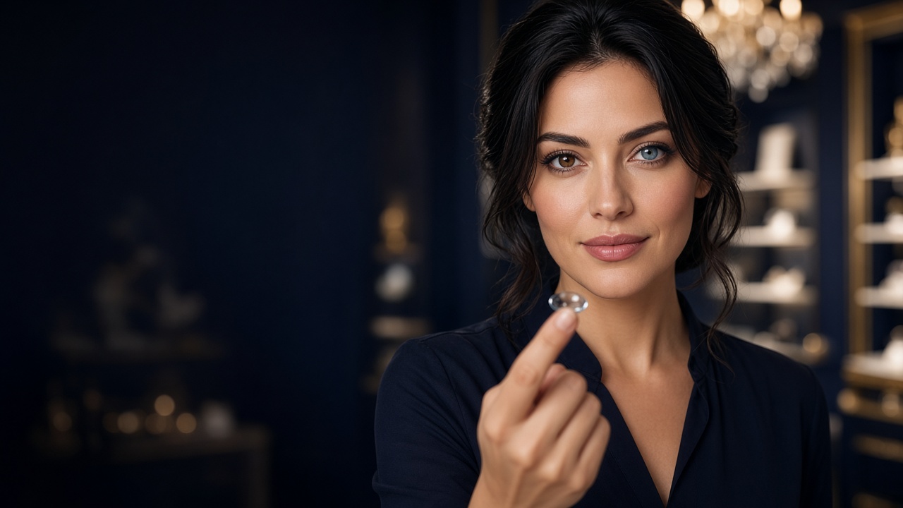 Kontakt lens tutan hanımefendi